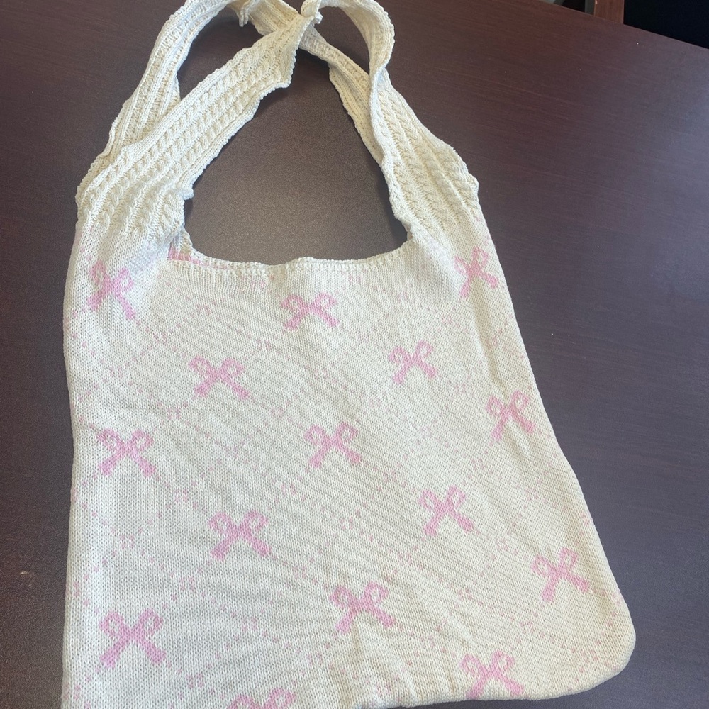 Pink Bow Patterned Women's Boho Bag